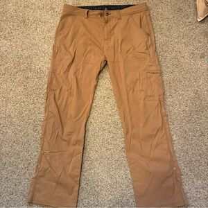 Prana Zion Mens Relaxed Fit Cargo Hiking Outdoor Stretch Pants Tan Size 38x32